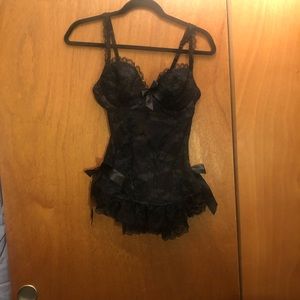 Brand New Rene Rofe Black Lingerie Set sz L